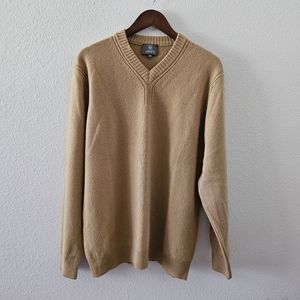 Louis Feraud tan wool V neck sweater size EU 54 US XL mens
